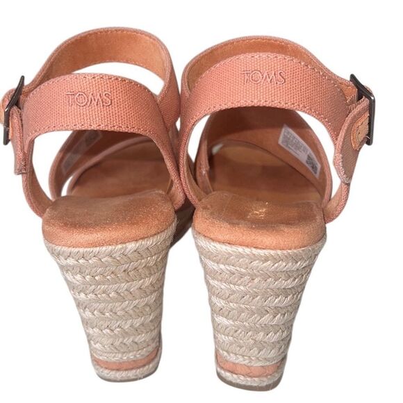 Toms Madelyn Sandy Beige Canvas Braided Espadrille Wedge Sandals Size 7 - Picture 7 of 13